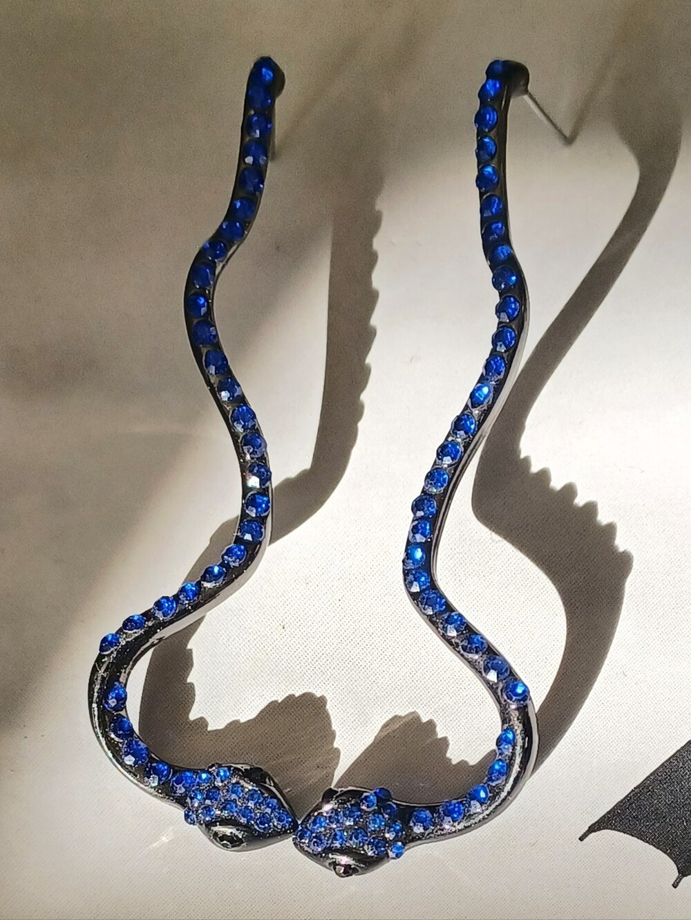Blue Rhinestone/Zircon Crystal Snake Peekabook Earrings 🐍💙✨️